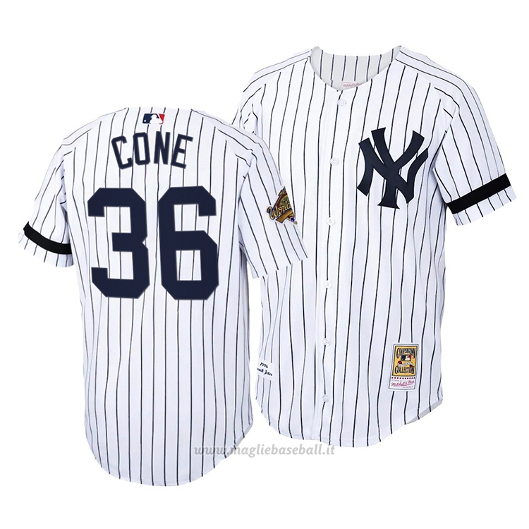 Maglia Baseball Uomo New York Yankees David Cone Cooperstown Collection Autentico Home Bianco